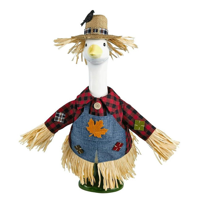 HALSHI Scarecrow Porch Goose Outfits for 23 Inch Lawn Statue, Costume for Plastic/Cement Goose Statue, Seasonal Fall Sculpture Clothes for Garden Yard Patio Party Decoration