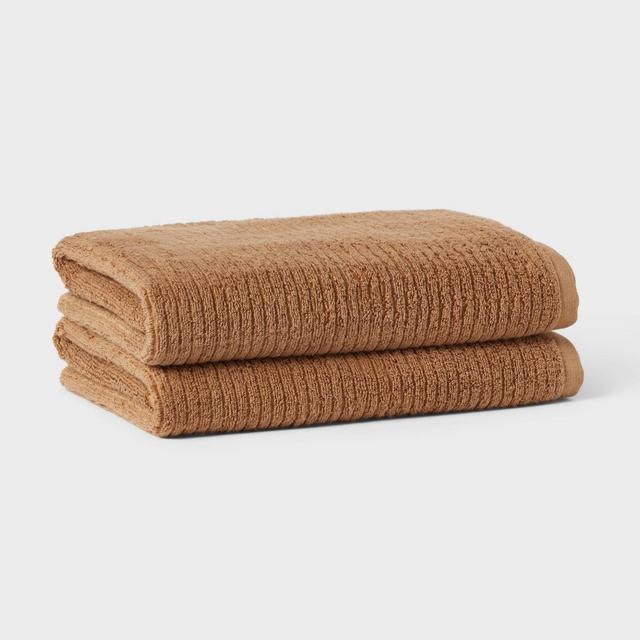 2pk Quick Dry Ribbed Bath Towel Set Light Brown - Threshold™