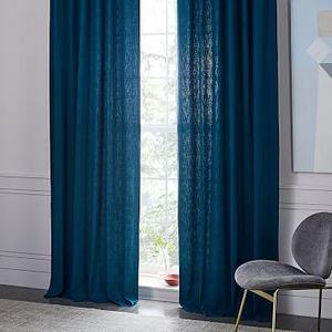 Textured Cotton Curtain, Celestial Blue, 48"x96"