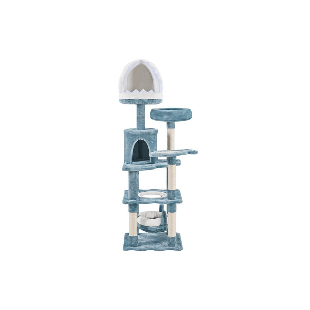 Yaheetech 61inch Multi-Level Ocean-themed Cat Tree, Blue