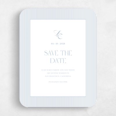 Blue Rounded Wedding Save the Date - Tristabelle Portrait