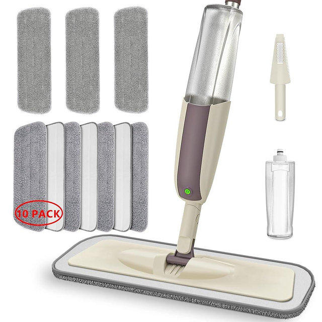 Microfiber Spray Mops with 10x Washable Reusable Pads fit for Swiffer PowerMop- MEXERRIS Wet Dry Mops Wood Floow Mop for Floor Cleaning