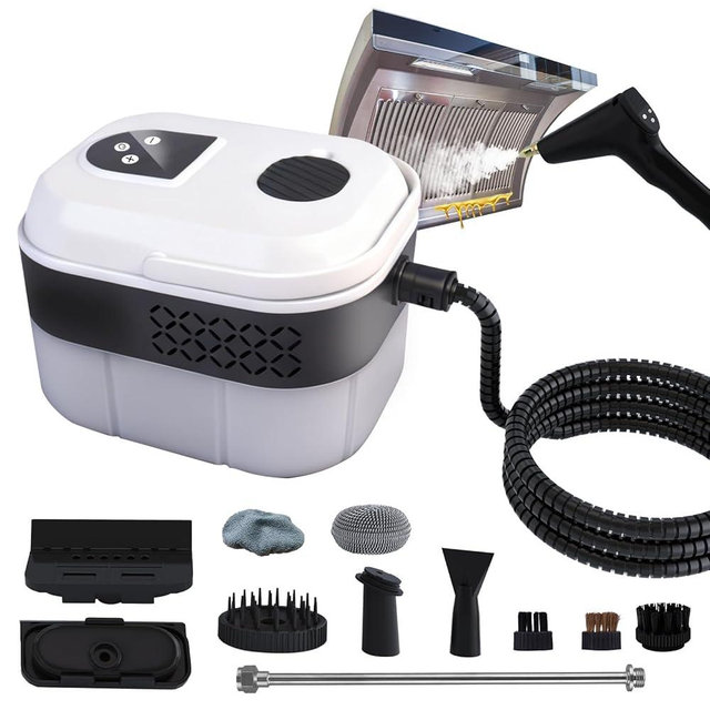 Gyrivav Steam Cleaner, 6-Level Adjustable Handle, 15s Heat-Up, 1.48 Qt Tank, 1500W Pressurized Handheld Steam Cleaner with Accessories for Home, Kitchen, Bathroom, Car, Tile, Grout