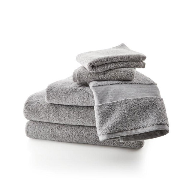 Turkish Cotton 800-Gram Grey Towels, Set of 6
