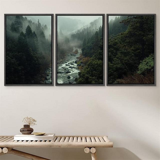 signwin 3 Piece Framed Canvas Wall Art Forest Mountain Nature Landscape Photography Print Modern Art Decor for Living Room