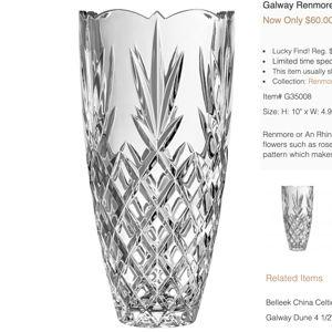 Crystal Vase Galway Ireland Renmore 10"