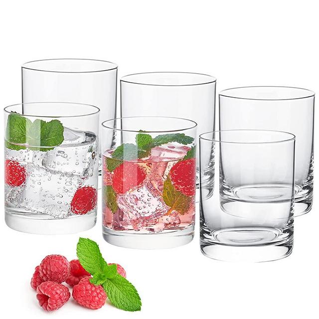 Heat-Resistant Drinking Glasses Set of 6 Double Old Fashioned Glass Lowball Tumblers 13.8oz Made From Premium Borosilicate Glass All Crystal-Clear Water Cups, Mixed Drinkware For Daily Use - CL