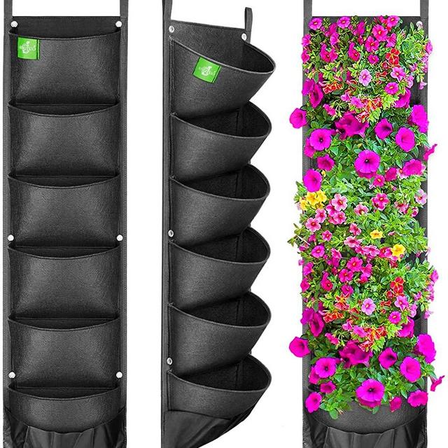 ANGTUO Vertical Garden Planter with 6 Pockets New Waterproof Hanging Wall Planters for Indoor Plants Hanging Grow Bags Flowerpot Garden Home Decoration