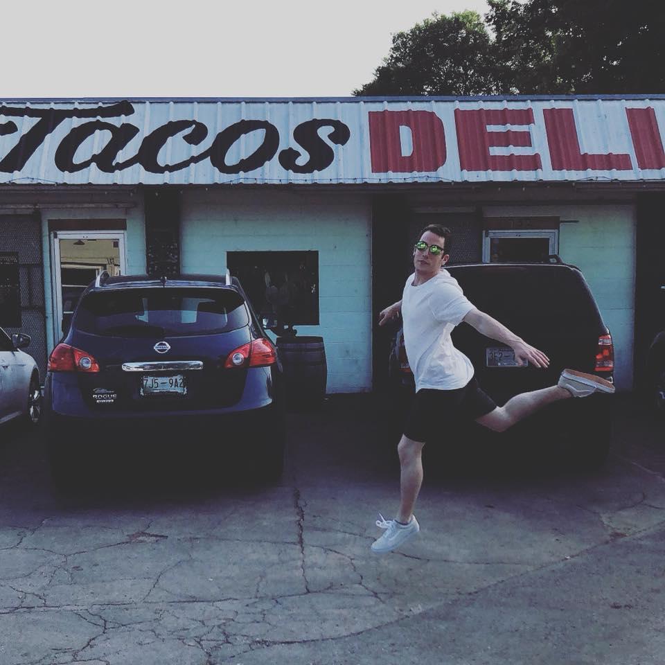 Brandon jumps with joy for tacos