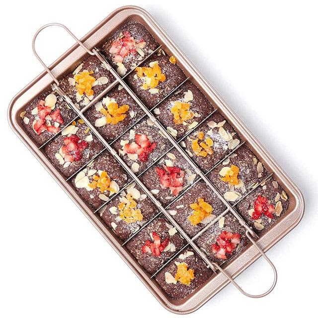 Brownie Pan with Dividers Nonstick Brownie Pans and Cutters, Make 18 Pre-cut Brownies at Once Perfect Individual Brownie Baking Pan All Edge