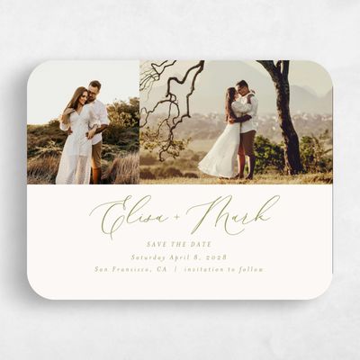 Green Rounded Wedding Save the Date - Marlow Multiphoto