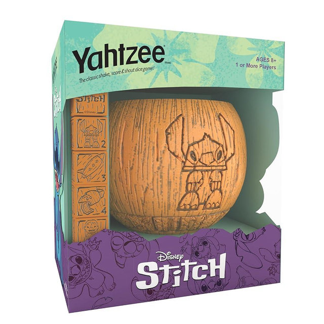 YAHTZEE: Disney Stitch | Collectible Stitch Tiki Style Dice Cup | Classic Dice Game Based on Disney’s Lilo & Stitch | Great for Family Night | Officially Licensed Disney Game & Merchandise