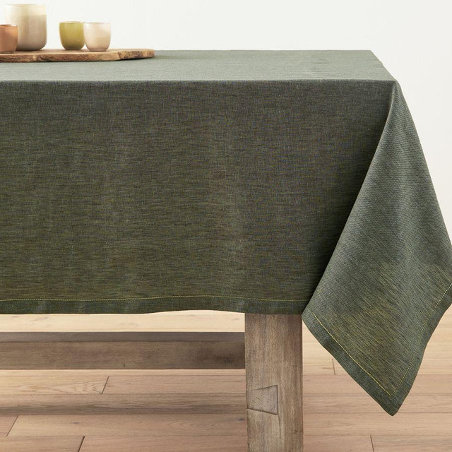 Belgian Linen Tablecloth, 70" x 108" - Dark Forest