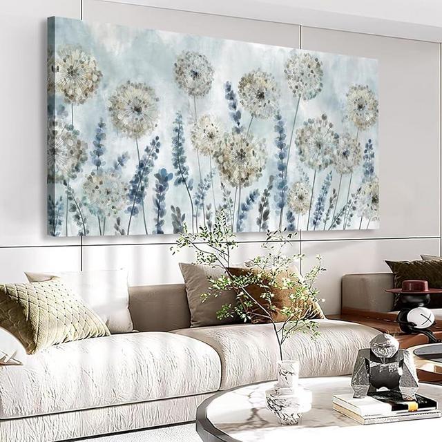 VEAEE Farmhouse Canvas Wall Art - Flowers Dandelion Wall Pictures,Living Room Decor,Nature Artwork Prints Abstract Grass Paintings for Bedroom Home Office Decoration 20"x40"