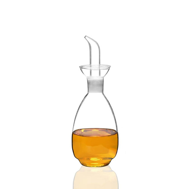 Affogato Glass Oil Bottle with Spout, Olive Oil Dispenser Vinegar Drizzler Pourer Stopper Pot, Soy Sauce Vinegar Cruet Non Drip Heat-Resistant for Cooking Kitchen Restaurant BBQ (20 oz)