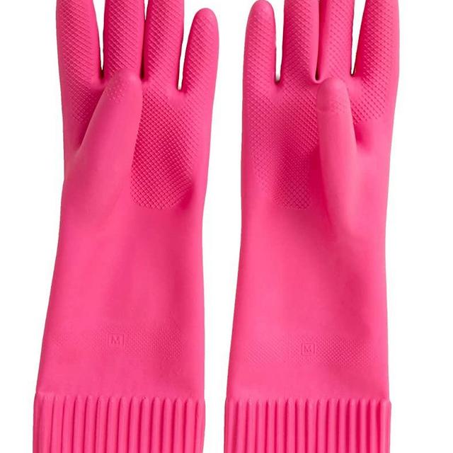 Mamison Reusable Waterproof Household Dishwashing Cleaning Rubber Gloves, Non-Slip Kitchen Glove(Medium) - Pack of 2