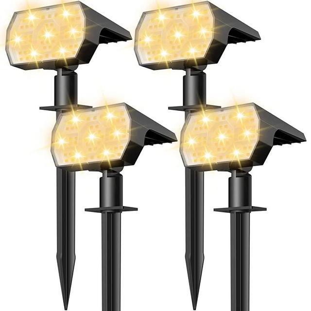 NYMPHY Solar Lights Outdoor Waterproof, Solar Spot Lights Outdoor 56 LED 3 Lighting Modes, Solar Lights Landscape Yard Wall Lights Auto On/Off for Pathway Garden- 4 Pack (Warm White)