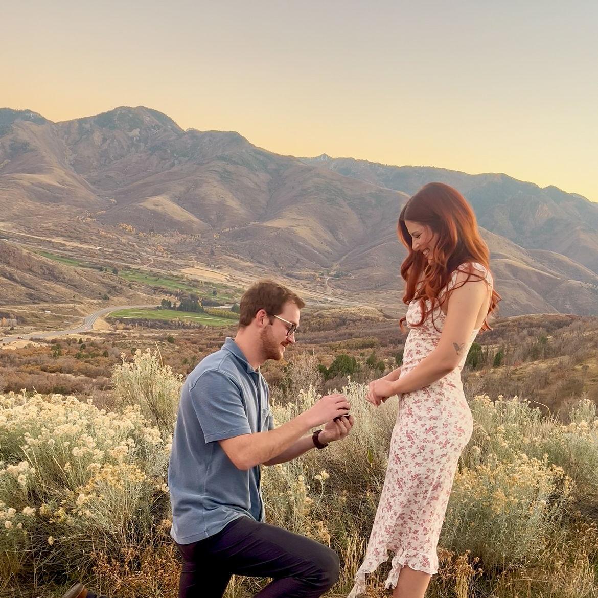 We were supposed to be going to a nice dinner for a date night when Colin pulled over at the most beautiful viewpoint in Emigration Canyon and proposed!!! It was perfect in every way.