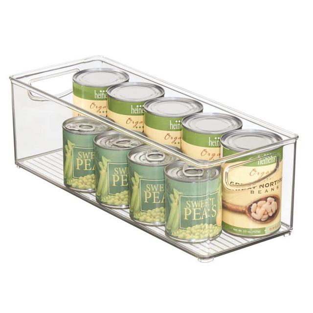 mDesign Plastic Food Storage Organization Container Bin w/Handles, for Kitchen, Pantry, Cabinet, Fridge/Freezer, Countertop - Organizer for Refrigerator Snacks - Ligne Collection -Clear