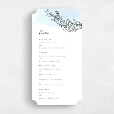 Blue Ticket Wedding Menu - Lorraine