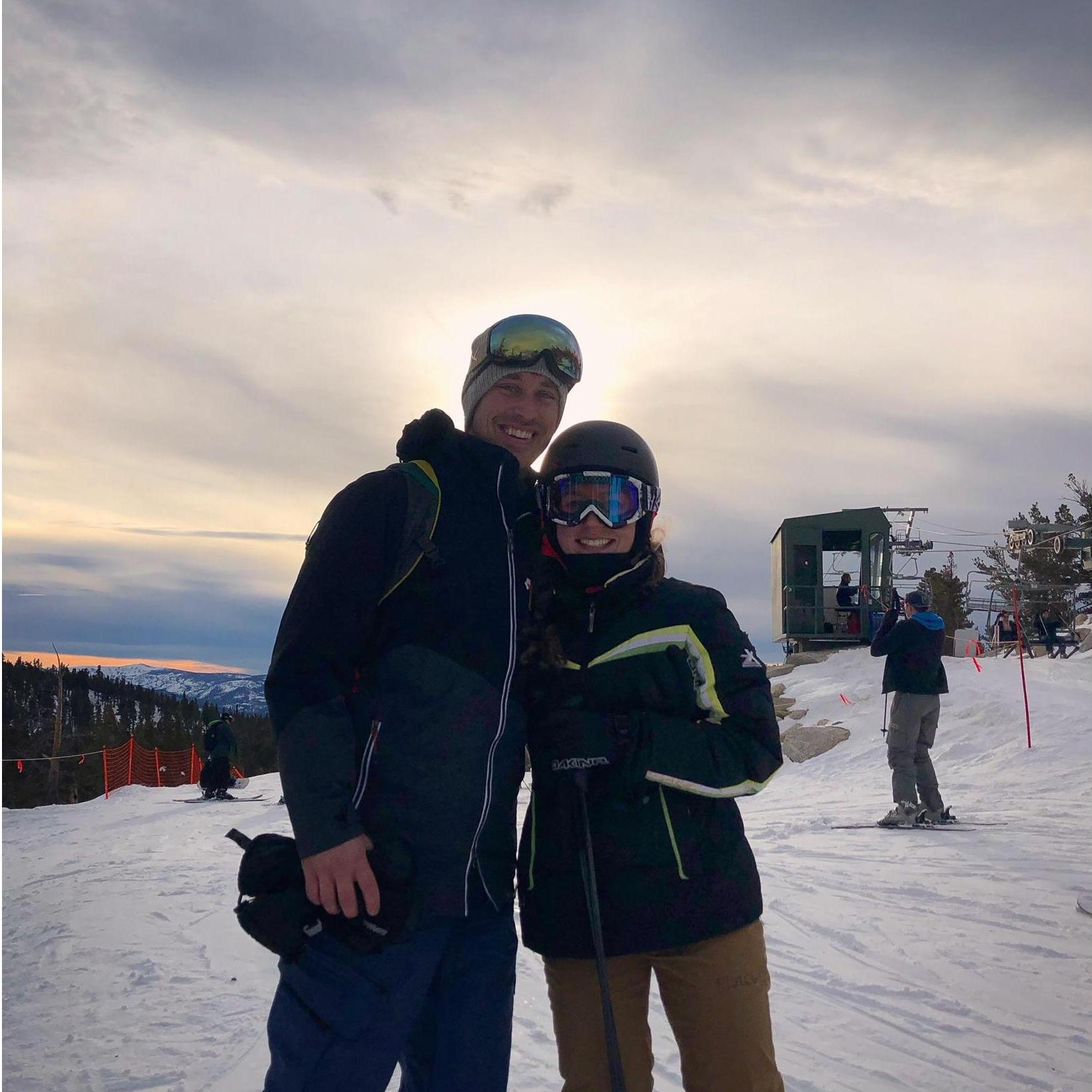 Suz re-learning to ski in Tahoe - December 2018