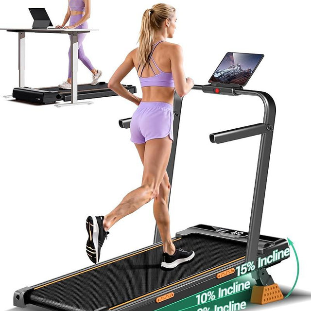 4-in-1 Walking Pad Treadmill with 15% Incline, Quiet Under Desk Treadmills for Home & Office, Compact Foldable Treadmill with Handles and 2.5HP Brushless, 330 LBS Capacity
