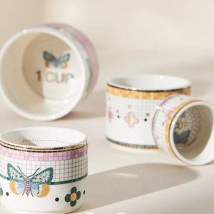 The Bistro Tile Stoneware Measuring Cups, Set of 4: Garden Edition