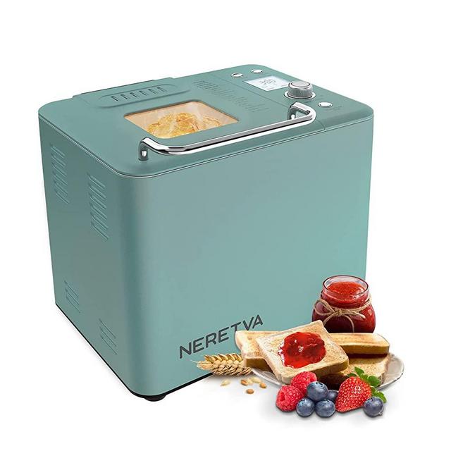 Neretva Bread Machine, 20-in-1 Stainless Steel Bread Maker with Nonstick Bread Pan, 2LB Breadmaker, Gluten-Free Setting, Large LED Display, 15H Reserve & 1H Keep Warm, 3 Crust Colors and 2 Loaf Sizes