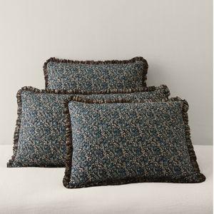 Navy/Cocoa Standard - Provence Reversible Organic-Cotton Voile Sham | Garnet Hill