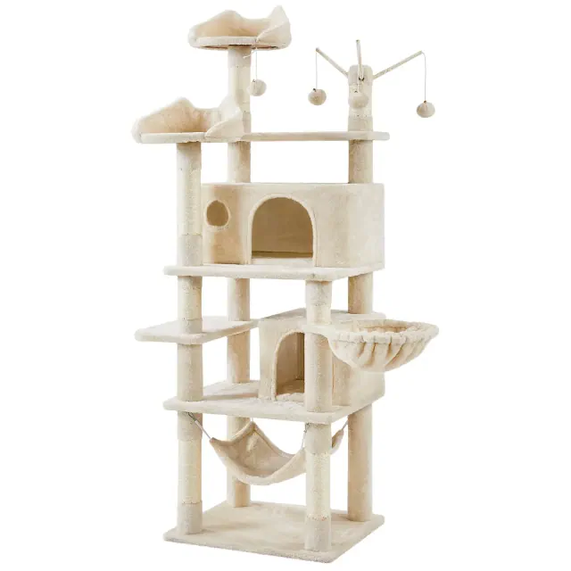 Yaheetech 67″ H Cat Tree Cat Tower, Multi-Level Cat Play House, Climbing Tree, Beige