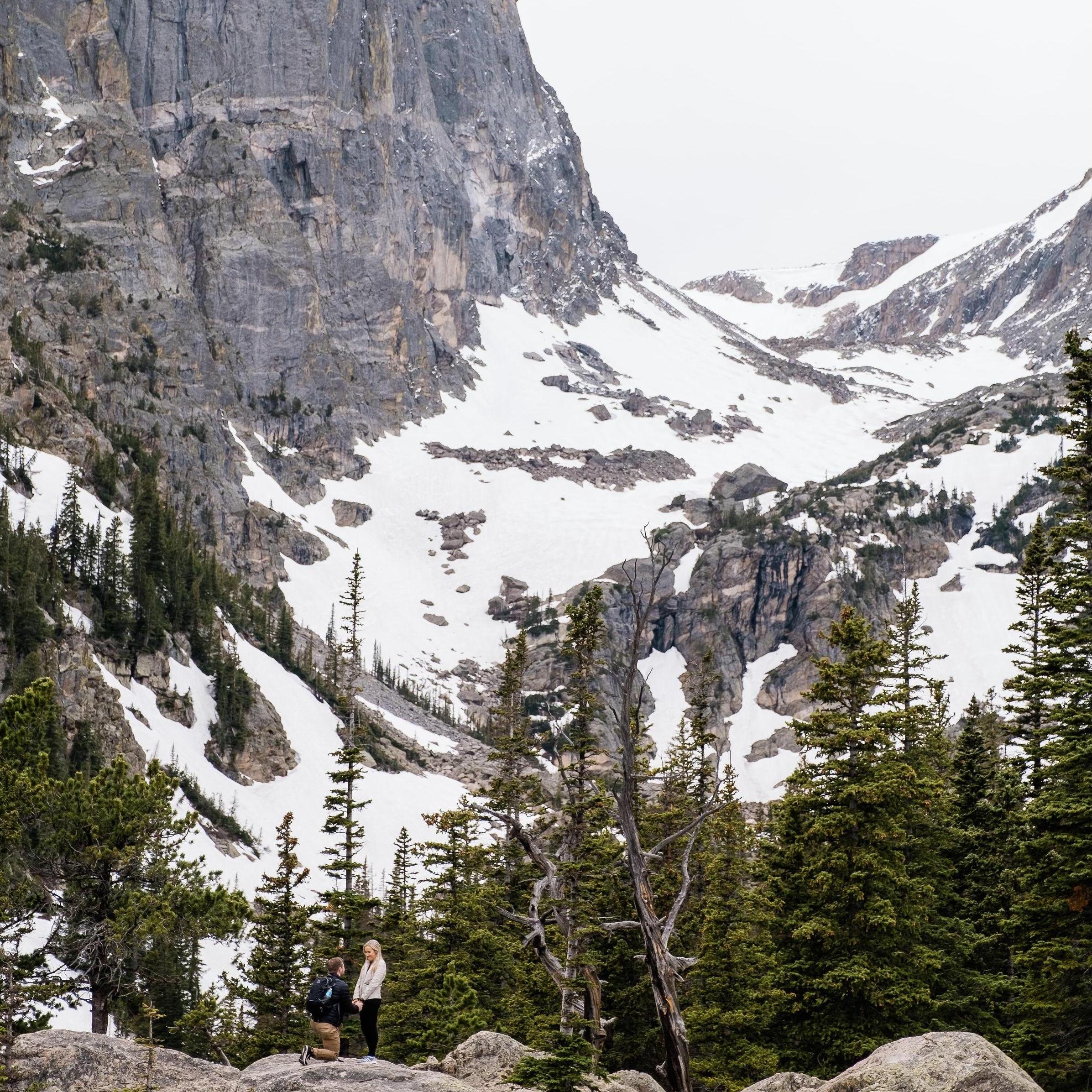 Our engagement at Dream Lake in Rocky Mountain National Park - June 2019