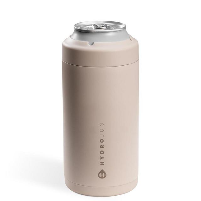HydroJug Standard Can Cooler - 2-in-1 Insulated Can Cooler Cup - Stainless Steel Can Holder with Non-Slip Rubber Base - Screw-Top Lid - Dishwasher Safe - 16oz, Dune