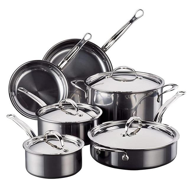 Hestan - NanoBond Collection - Stainless Steel 10-Piece Titanium Ultimate Cookware Set, Induction Cooktop Compatible