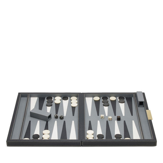 Pigeon & Poodle Sebina Leather & Horn Backgammon Set, Large