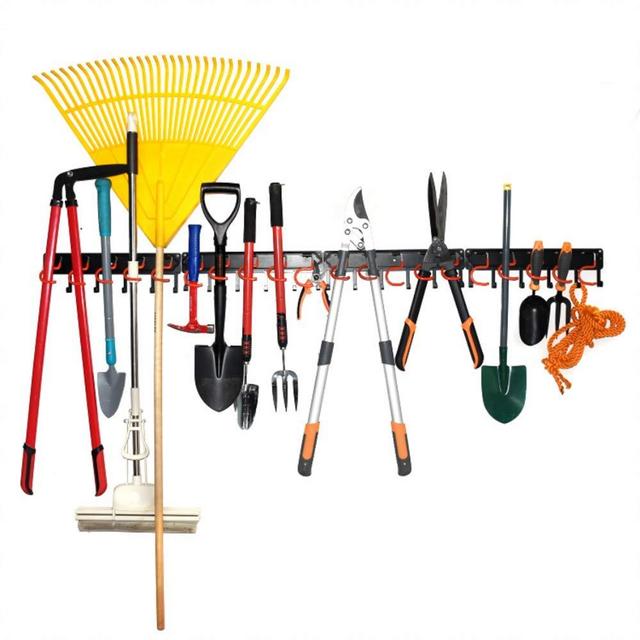 All metal Garden Tool Organizer,68 Inch Garage Organizer,Adjustable Storage System,Garage Wall Organizer for Rake,Broom and Yard Tools (Black 68'')