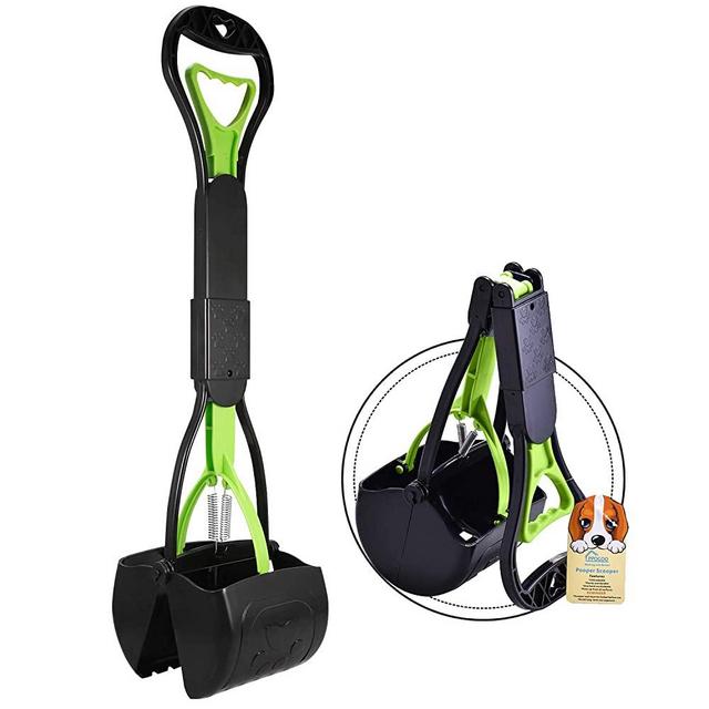 PPOGOO Non-Breakable Pet Pooper Scooper for Dogs and Cats with Long Handle High Strength Material and Durable Spring for Easy Grass and Gravel Pick Up