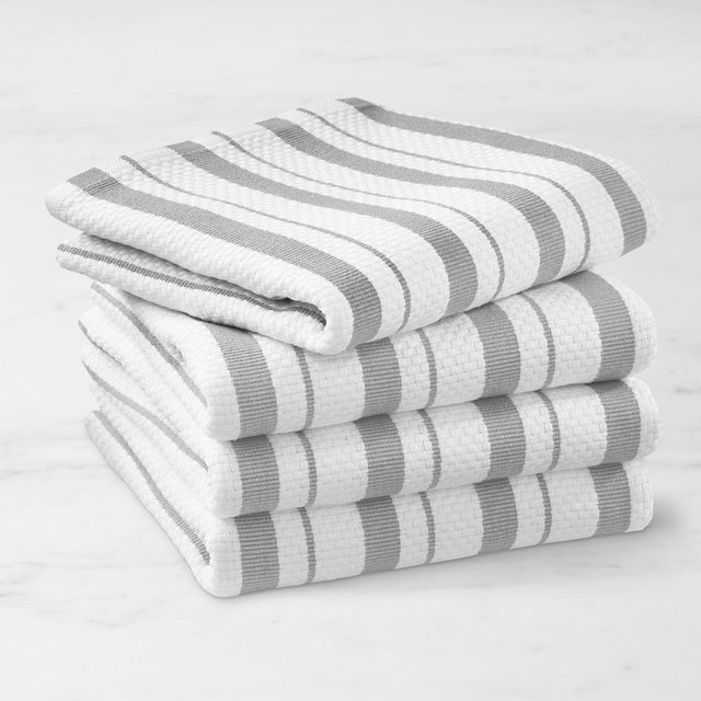 Williams Sonoma Classic Stripe Towels, Set of 8, Drizzle Grey