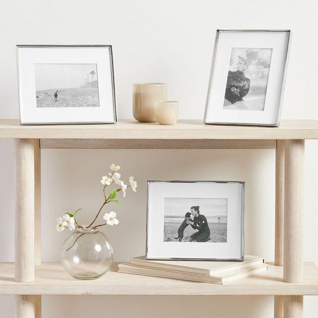 Stowe Modern Metal Frames, Set of 3, 8x10 Frame (5x7 Opening) - Silver