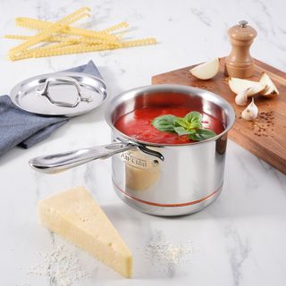 Copper Core Covered Sauce Pan with Handle Helper