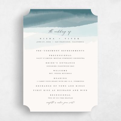 Blue Ticket Wedding Program - Halloway