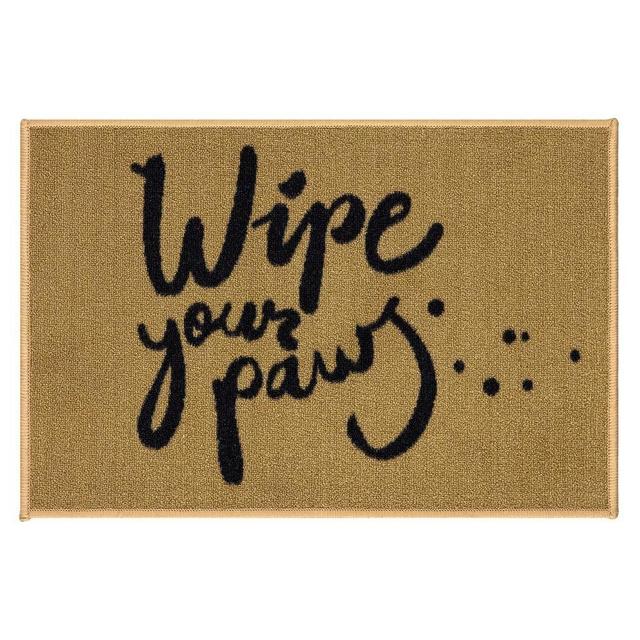 Ottomanson Welcome Collection Rubberback Wipe Your Paw Entryway Mat 20 in. x 30 in., Beige