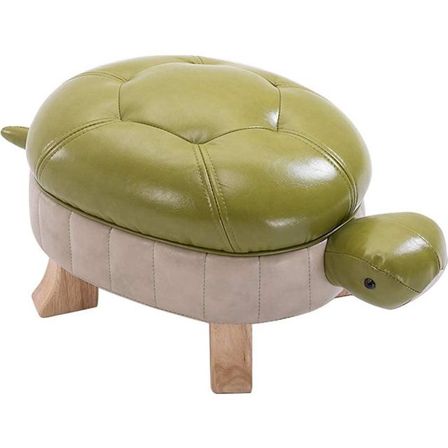 Kelendle Animal Footstool Turtle Upholstered Ottoman PU Leather Pouf Wood Foot Stool Rest for Living Room Bedroom Sofa Bench Seat Chair, Grass Green, Small