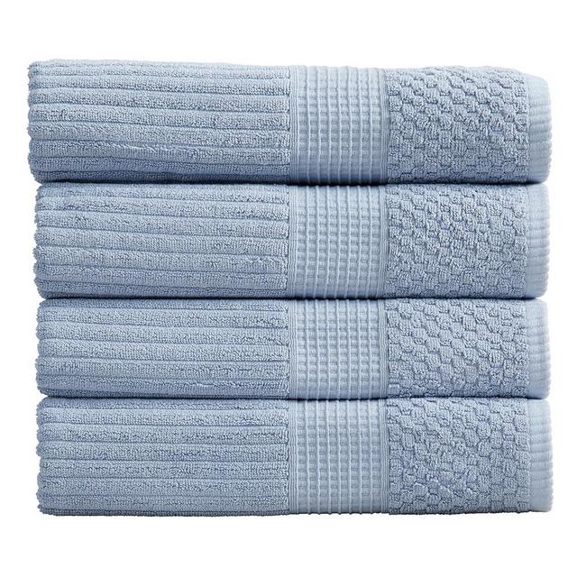 Springtree Home 100% Cotton Bath Towel Set of 4 | Super Soft & Absorbent with Quick-Dry Fibers | 4 Bath Towels |Textured and Durable Cotton | Krista Collection (Dusty Blue)