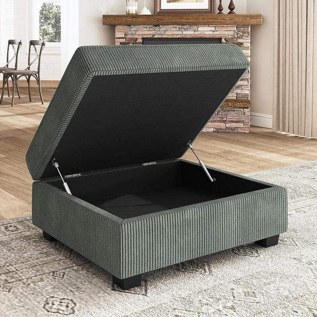 Nolany Storage Ottoman for Sectional Couch, Movable Storage Ottoman for Modular Sectional Sofa, Green