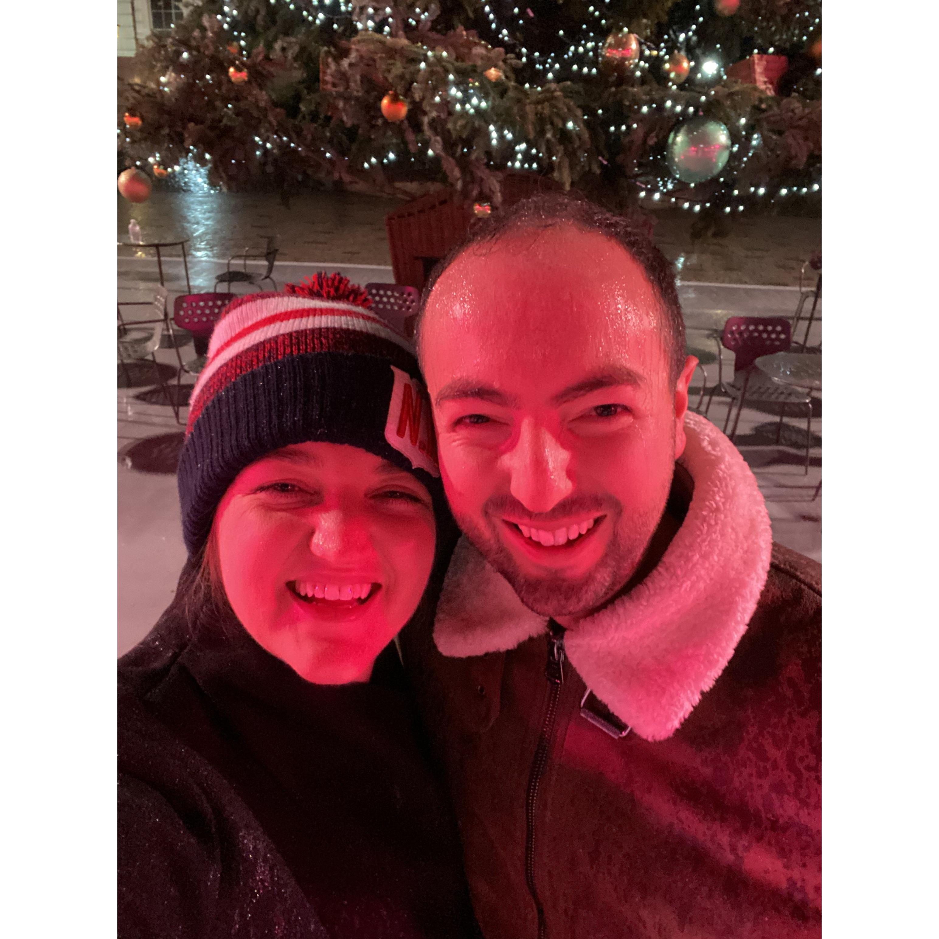 Very wet ice skating. In London, England
