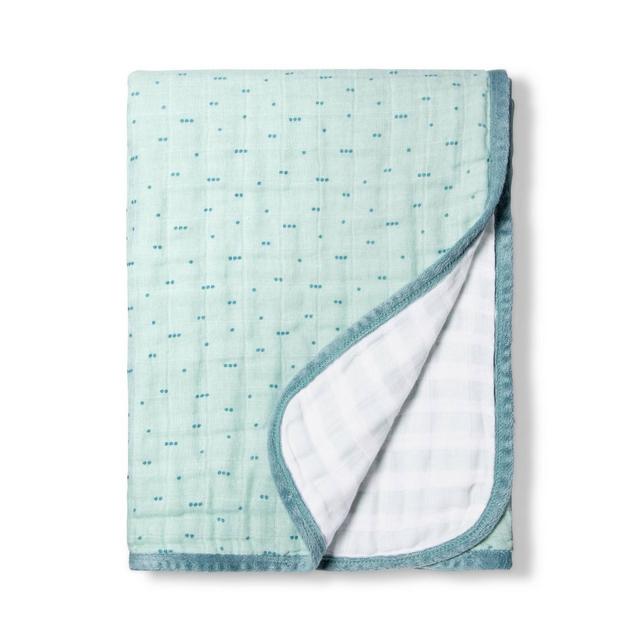 Muslin Quilt Blanket Aqua Dots - Cloud Island™ Blue