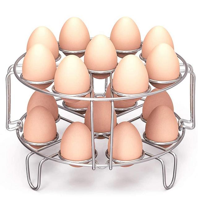 Packism Egg Steamer Rack, Steaming Rack Fit 6,8Qt Instant Pot Accessories Air Fryer Ninja Foodi, Cook 18 Eggs, Stainless Steel Kitchen Trivet Stackable Steaming Holder Pressure Cooker Accessories