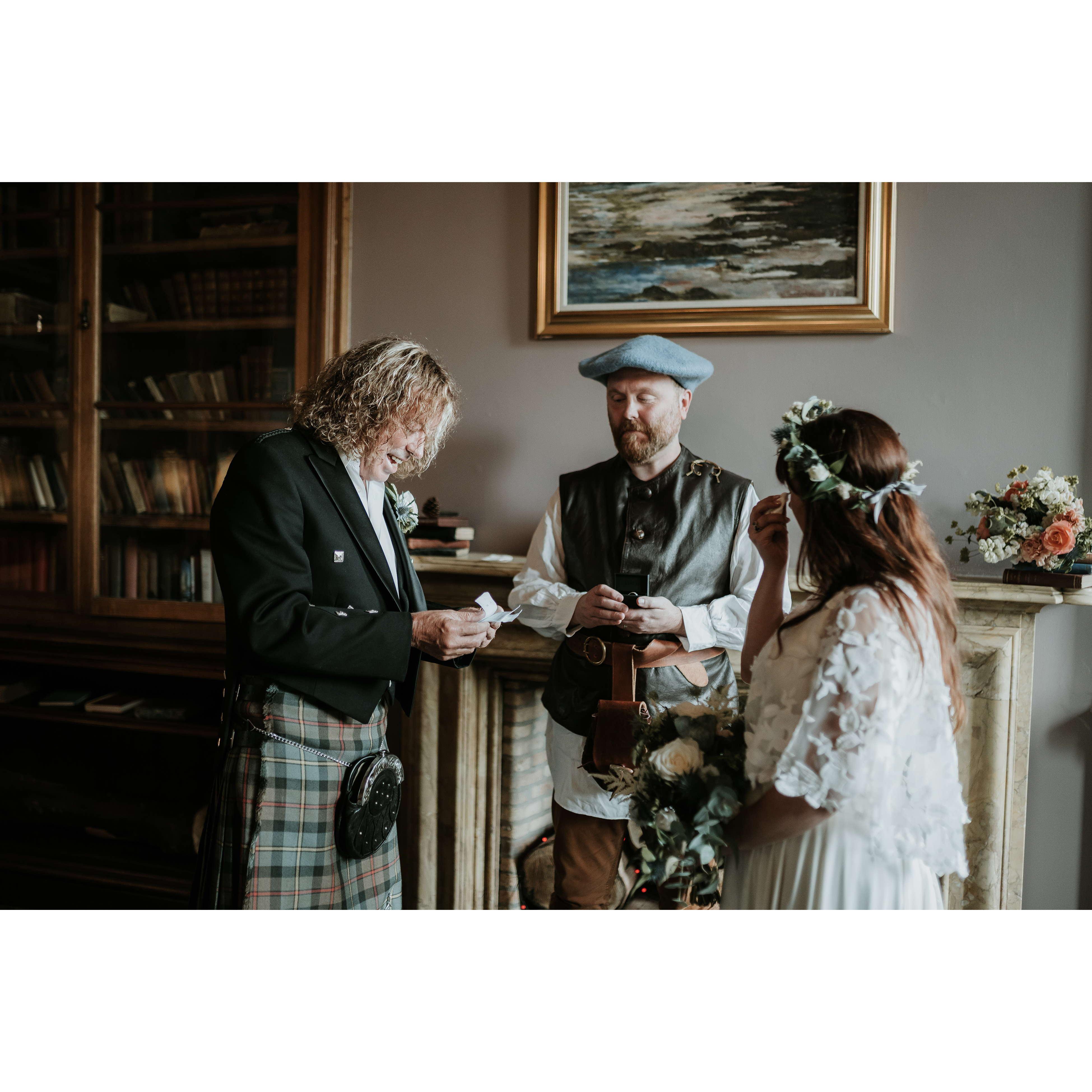 reading our hand-written wedding vows