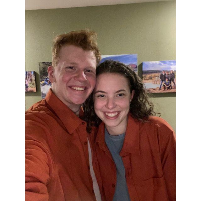 Christmas: Our first Christmas together. Eben got the same shirt twice from different people... aka, we got matching shirts!