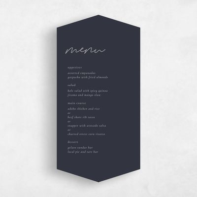 Blue Diamond Wedding Menu - Splendor